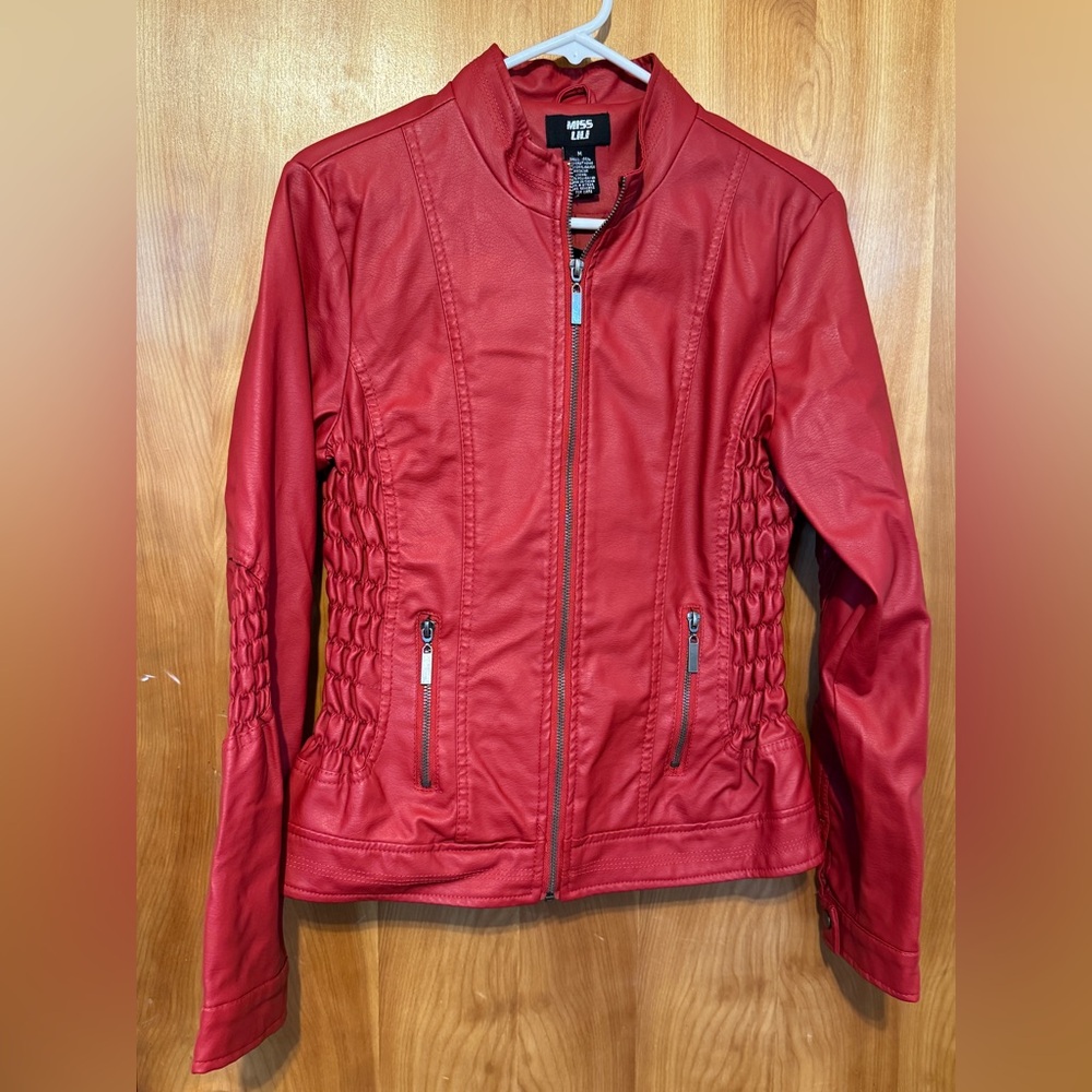 Miss Lili Red Faux Leather Jacket